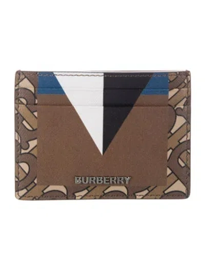 Pre-owned Burberry Leather Printed Card Holder In Neutral