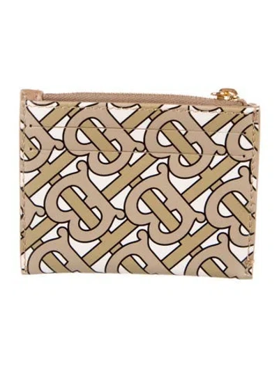 Pre-owned Burberry Leather Printed Compact Wallet In Brown