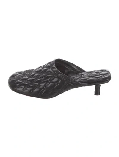 Pre-owned Burberry Leather Printed Mules In Black