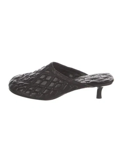 Pre-owned Burberry Leather Printed Mules W/ Tags In Black