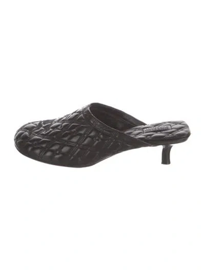 Pre-owned Burberry Leather Printed Mules W/ Tags In Black