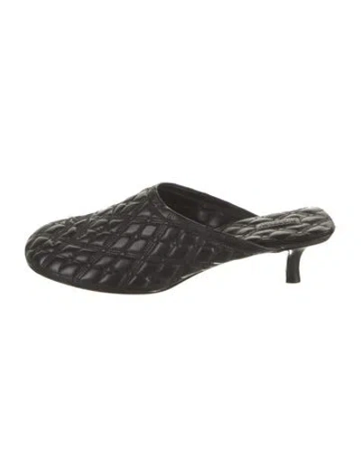 Pre-owned Burberry Leather Printed Mules W/ Tags In Black