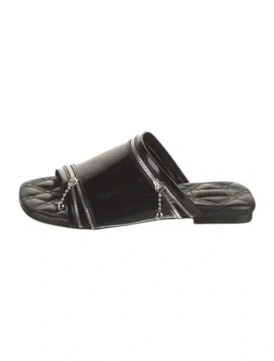 Pre-owned Burberry Leather Printed Slides In Black