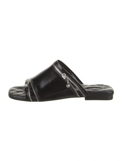 Pre-owned Burberry Leather Printed Slides In Black