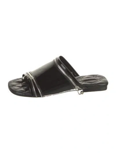 Pre-owned Burberry Leather Printed Slides In Black