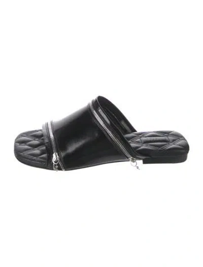 Pre-owned Burberry Leather Printed Slides In Black