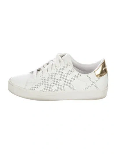 Pre-owned Burberry Leather Printed Sneakers In White