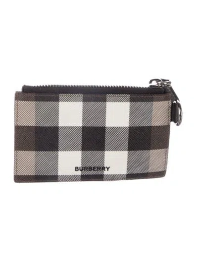 Pre-owned Burberry Leather Printed Wristlet In Black