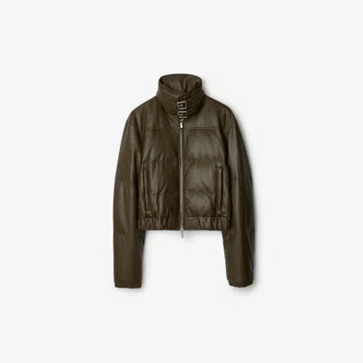 Burberry Leather Puffer Jacket In Heath