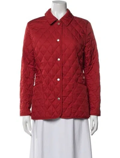Pre-owned Burberry Leather Puffer Jacket In Red