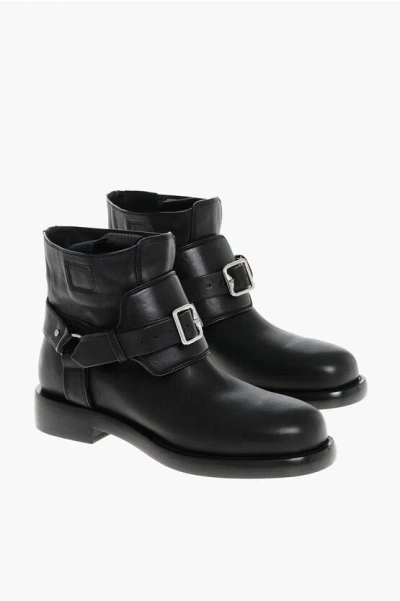 BURBERRY LEATHER PULL-ON BIKER BOOTIES