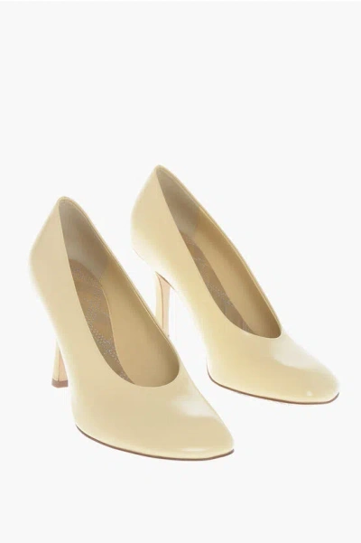 Burberry Leather Pumps With Covered Heel 9cm In Gold