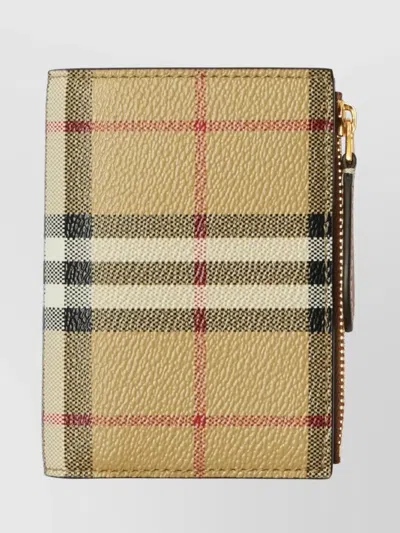 Burberry Leather Purses And Cardholders With Zip Pocket In Neutrals