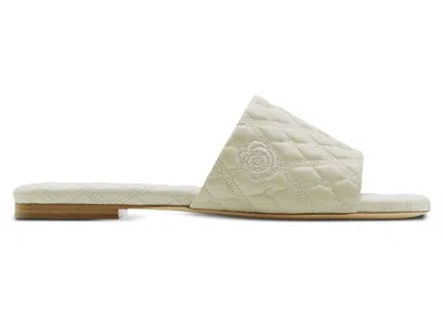 Pre-owned Burberry Leather Quilt Slide (women's) Sneakers In Plaster
