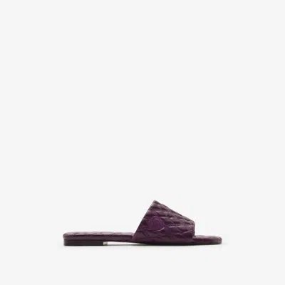 Burberry Quilt Leather Slides In Pansy