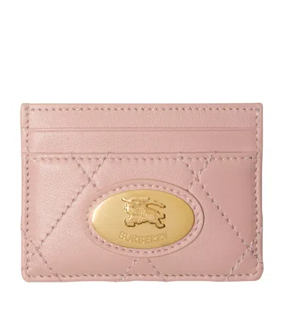 Burberry Leather Quilted Card Holder In Pink
