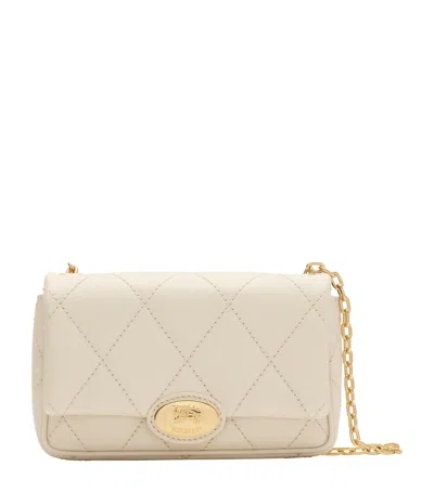 Burberry Leather Quilted Clutch Bag In White