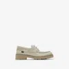 Burberry Leather Raft Boat Shoes In Beige