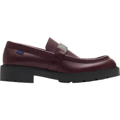 Burberry Leather Raft Loafers In Beet