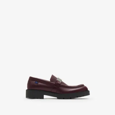 Burberry Leather Raft Loafers In Beet