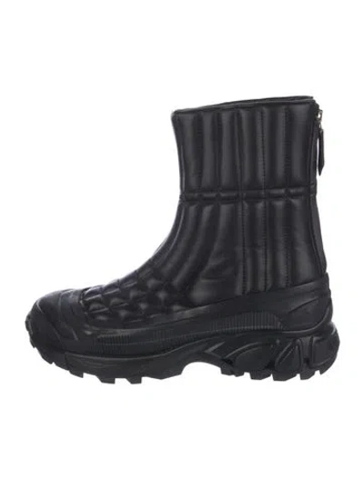 Pre-owned Burberry Leather Rain Boots In Black