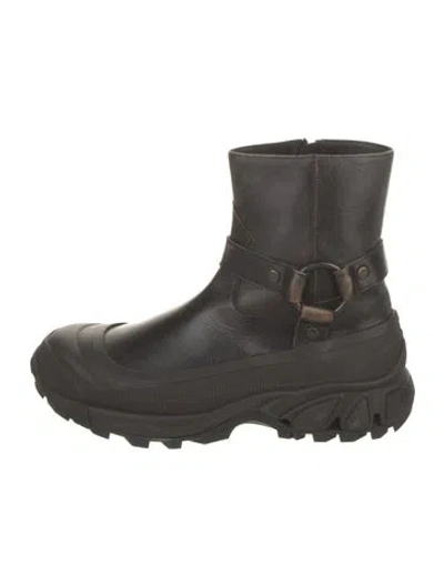 Pre-owned Burberry Leather Rain Boots In Brown