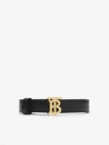 Burberry Monogram Motif Reversible Leather Belt In Black/tan/gold