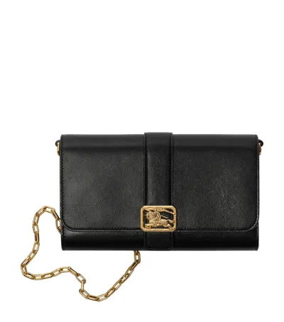 Burberry Leather Rider Chain Wallet In Black