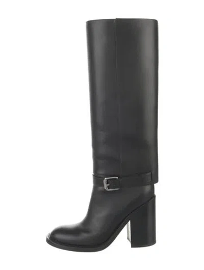 Pre-owned Burberry Leather Riding Boots In Black