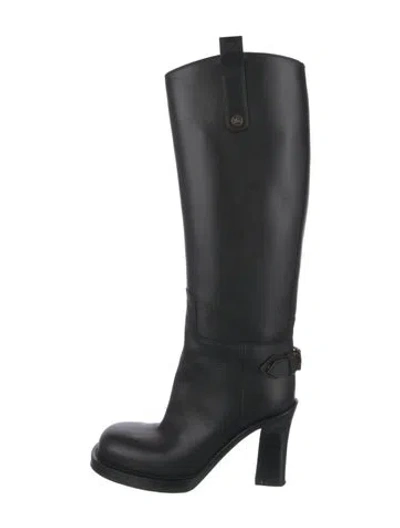 Pre-owned Burberry Leather Riding Boots In Black