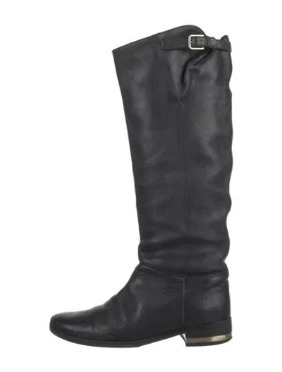 Pre-owned Burberry Leather Riding Boots In Black