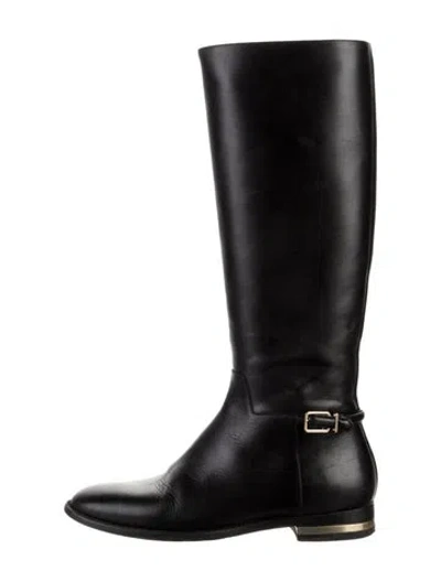 Pre-owned Burberry Leather Riding Boots In Black