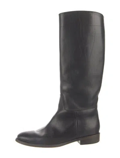 Pre-owned Burberry Leather Riding Boots In Black