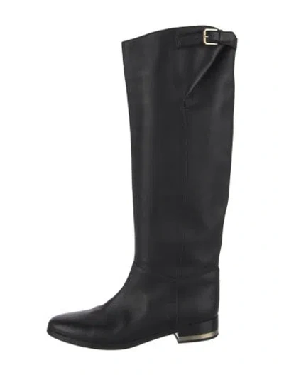 Pre-owned Burberry Leather Riding Boots In Black