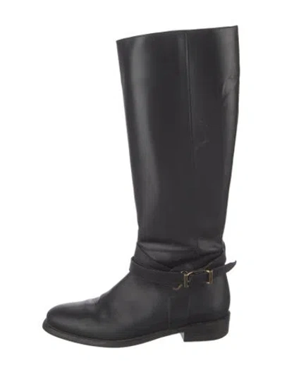 Pre-owned Burberry Leather Riding Boots In Black