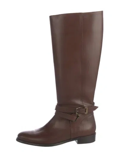 Pre-owned Burberry Leather Riding Boots In Brown