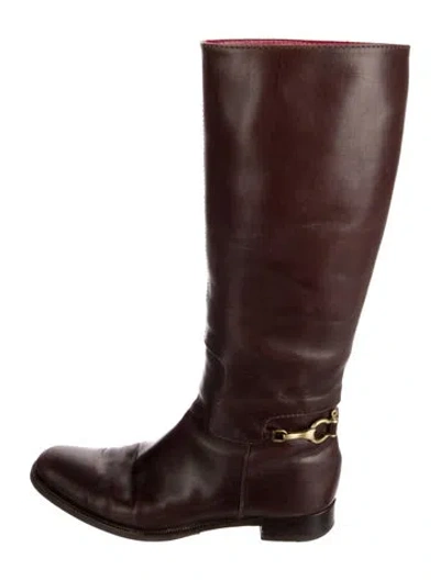 Pre-owned Burberry Leather Riding Boots In Brown