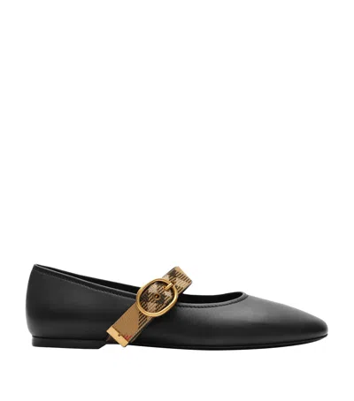 BURBERRY BURBERRY LEATHER ROBIN BALLET FLATS