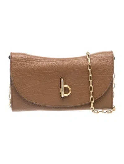 Pre-owned Burberry Leather Rocking Horse Wallet On Chain In Brown