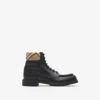 Burberry Leather Rogue Combat Boots In Black