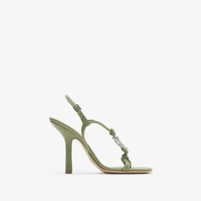 Burberry Leather Ronda High Sandals In Artichoke