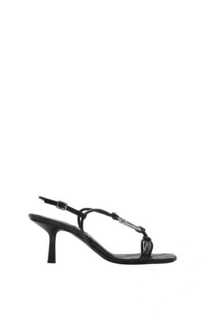 Burberry Leather Ronda Mid Sandals In Black