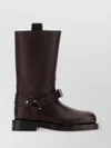 Burberry Women Aubergine Leather Saddle Ankle Boots In Black