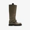 Burberry Women Leather Saddle High Boots In Green