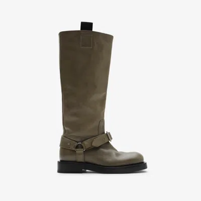 BURBERRY BURBERRY LEATHER SADDLE HIGH BOOTS