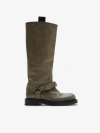 Burberry Women Leather Saddle High Boots In Green