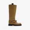 Burberry Leather Saddle Knee-high Boots In Shrew
