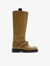 Burberry Leather Saddle Knee-high Boots In Shrew
