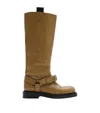 Burberry Leather Saddle Knee-high Boots In Brown