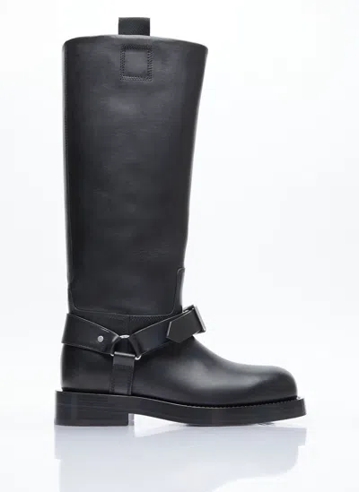 Burberry Leather Saddle Tall Boots In Black